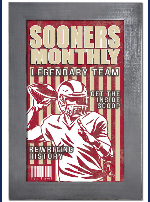 Oklahoma Sooners Team Monthly 11" x 19" Framed Sign