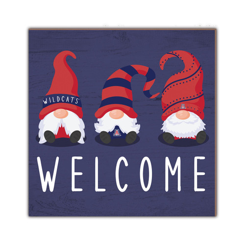 Arizona Wildcats Welcome Gnomes 10" x 10" Sign