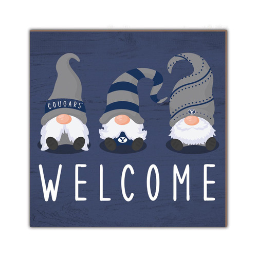 BYU Cougars Welcome Gnomes 10" x 10" Sign