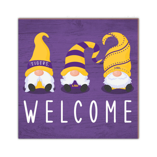 LSU Tigers Welcome Gnomes 10" x 10" Sign