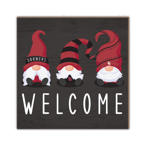 Oklahoma Sooners Welcome Gnomes 10" x 10" Sign