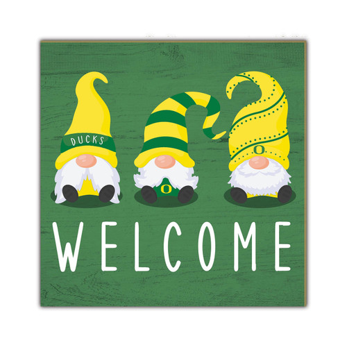 Oregon Ducks Welcome Gnomes 10" x 10" Sign