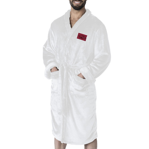 Arkansas Razorbacks White Out Men's Silk Touch Robe