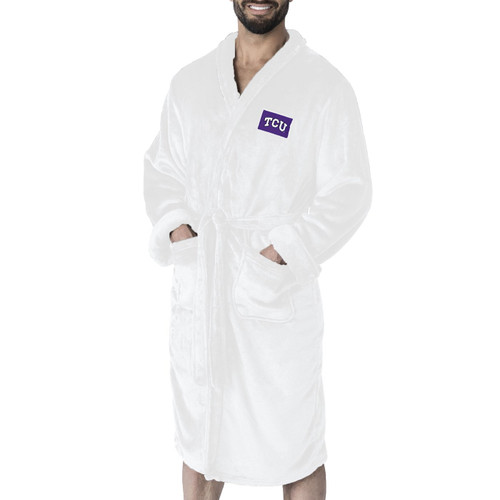 Texas Christian Horned Frogs White Out Men's Silk Touch Robe