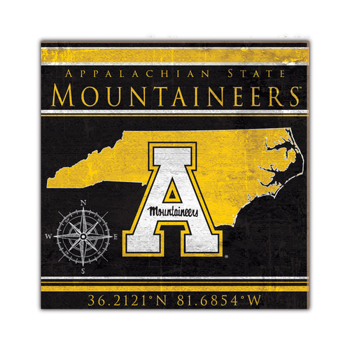 Appalachian State Mountaineers Coordinates 10" x 10" Sign