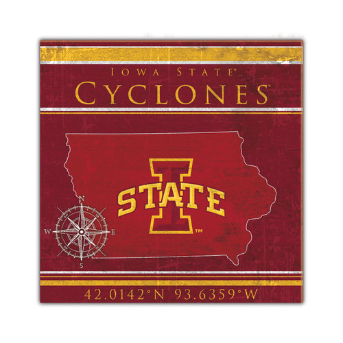 Iowa State Cyclones Coordinates 10" x 10" Sign
