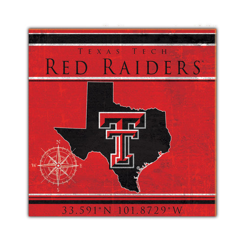 Texas Tech Red Raiders Coordinates 10" x 10" Sign