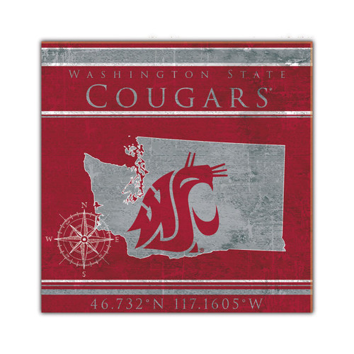 Washington State Cougars Coordinates 10" x 10" Sign