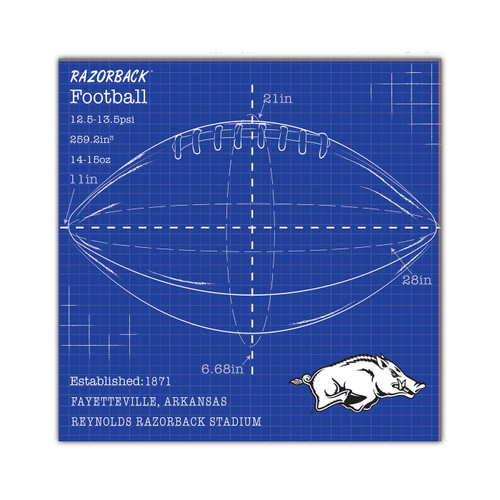 Arkansas Razorbacks Ball Blueprint 10" x 10" Sign