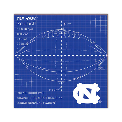 North Carolina Tar Heels Ball Blueprint 10" x 10" Sign