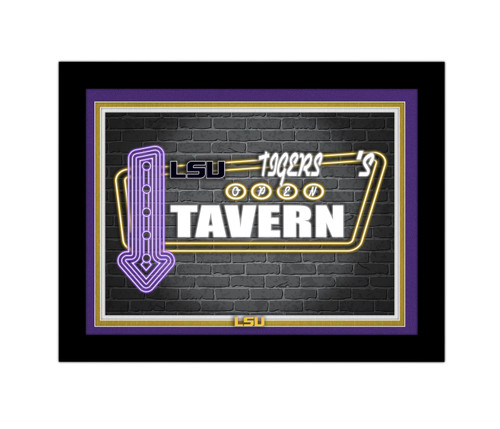 LSU Tigers Neon Tavern 12" x 16" Framed Wall Art