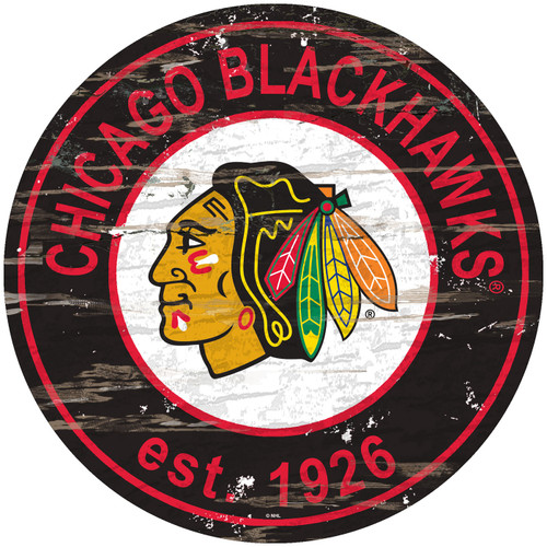 Chicago Blackhawks Distressed Round Sign