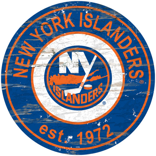 New York Islanders Distressed Round Sign