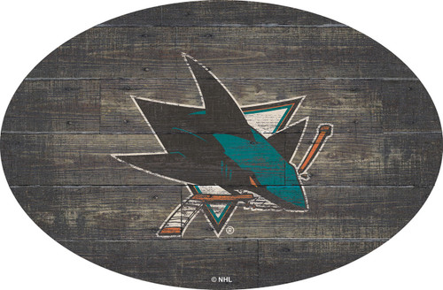 San Jose Sharks 46" Distressed Wood Oval Sign