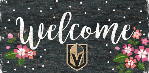 Vegas Golden Knights 6" x 12" Floral Welcome Sign