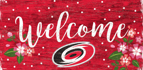 Carolina Hurricanes 6" x 12" Floral Welcome Sign