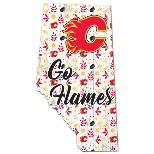 Calgary Flames 12" Floral State Sign