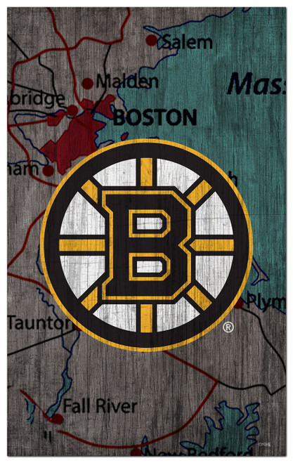 Boston Bruins 11" x 19" City Map Sign