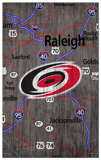 Carolina Hurricanes 11" x 19" City Map Sign