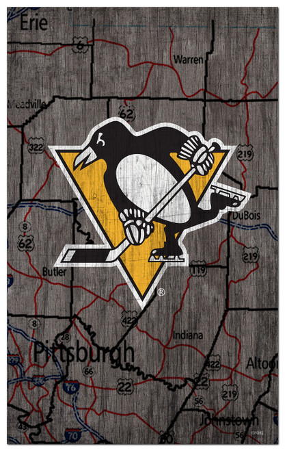 Pittsburgh Penguins 11" x 19" City Map Sign