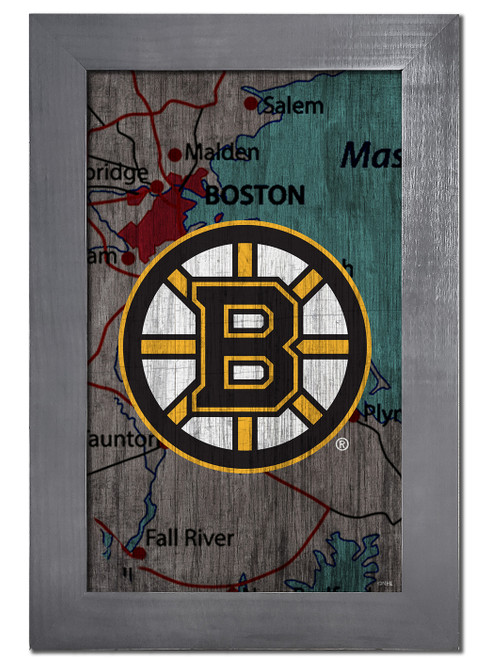 Boston Bruins 11" x 19" City Map Framed Sign