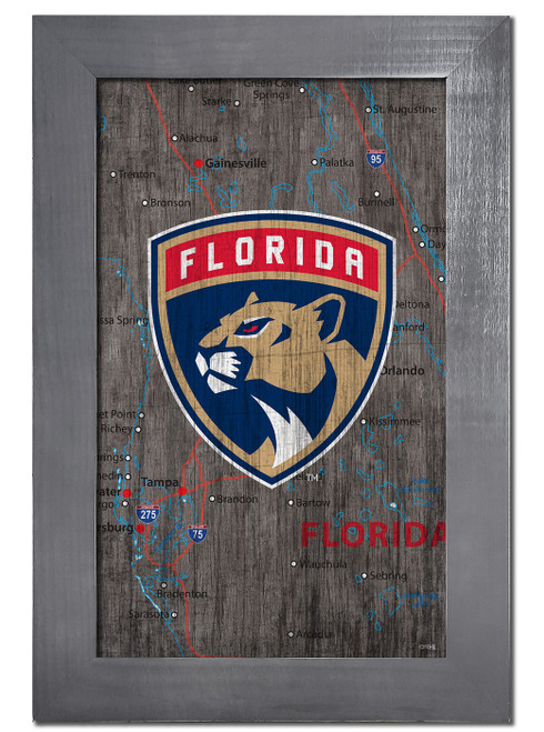 Florida Panthers 11" x 19" City Map Framed Sign