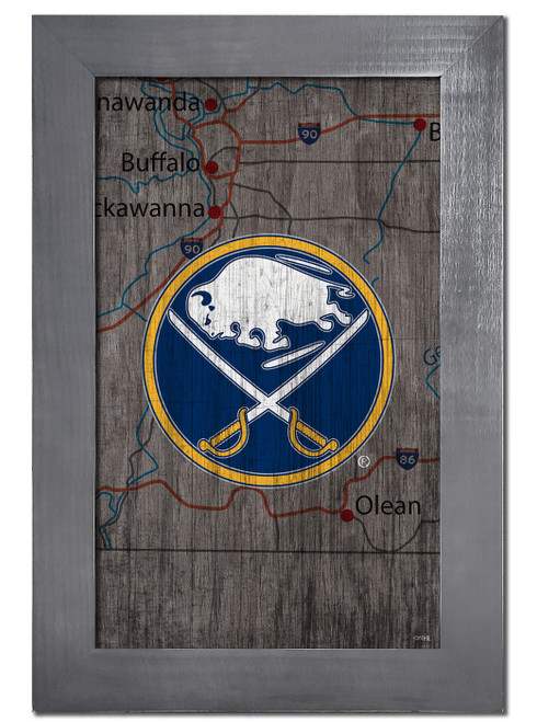 Buffalo Sabres 11" x 19" City Map Framed Sign