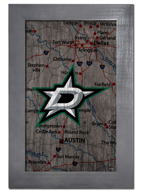 Dallas Stars 11" x 19" City Map Framed Sign