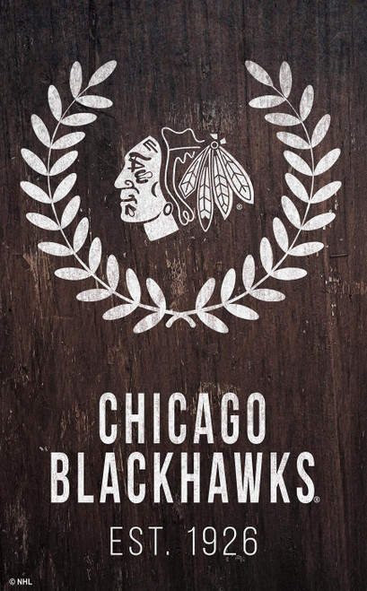 Chicago Blackhawks 11" x 19" Laurel Wreath Sign