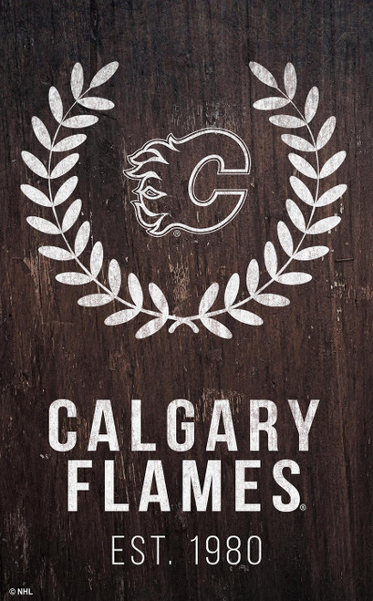 Calgary Flames 11" x 19" Laurel Wreath Sign