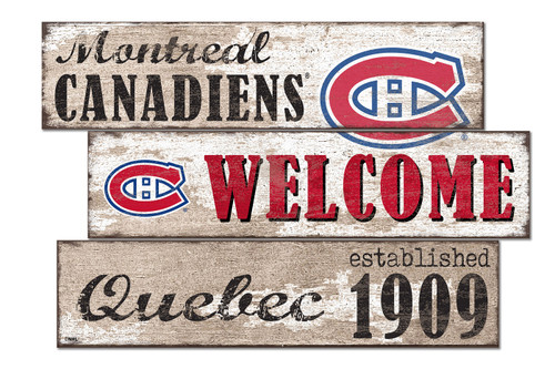 Montreal Canadiens Welcome 3 Plank Sign