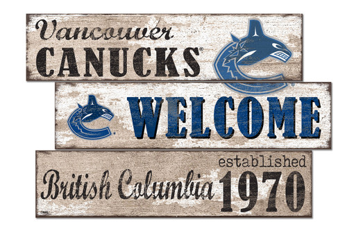 Vancouver Canucks Welcome 3 Plank Sign