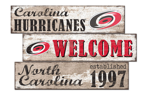 Carolina Hurricanes Welcome 3 Plank Sign