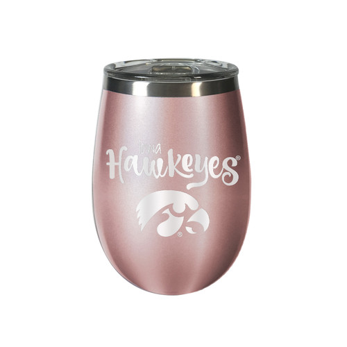 Iowa Hawkeyes 10 oz. Rose Gold Blush Wine Tumbler