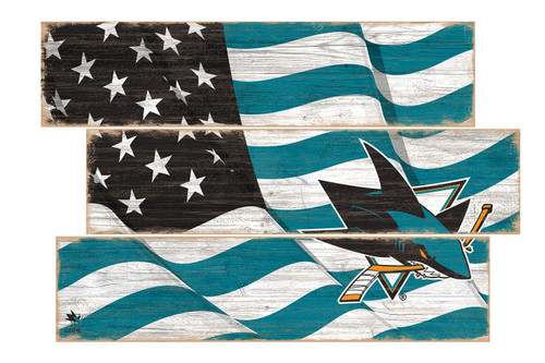 San Jose Sharks Flag 3 Plank Sign