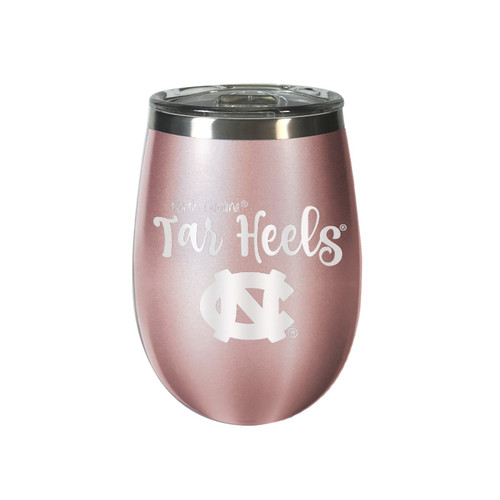 North Carolina Tar Heels 10 oz. Rose Gold Blush Wine Tumbler