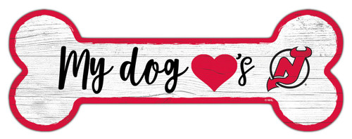 New Jersey Devils 6" x 12" Dog Bone Sign