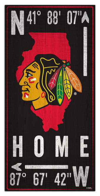 Chicago Blackhawks 6" x 12" Coordinates Sign