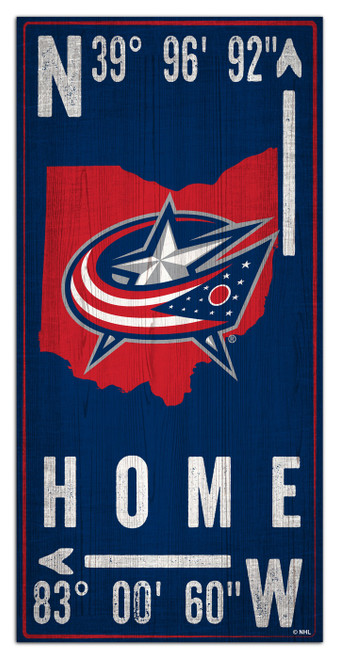 Columbus Blue Jackets 6" x 12" Coordinates Sign