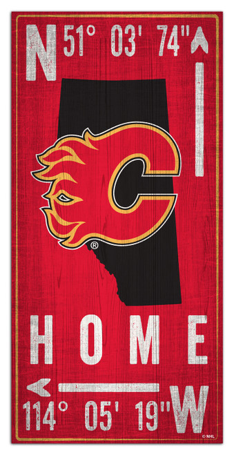 Calgary Flames 6" x 12" Coordinates Sign