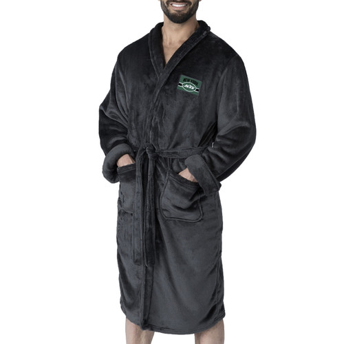 New York Jets Rollout Black Men's Silk Touch Robe