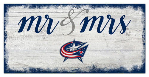 Columbus Blue Jackets Script Mr. & Mrs. Sign