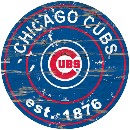 Chicago Cubs Distressed Round Sign
