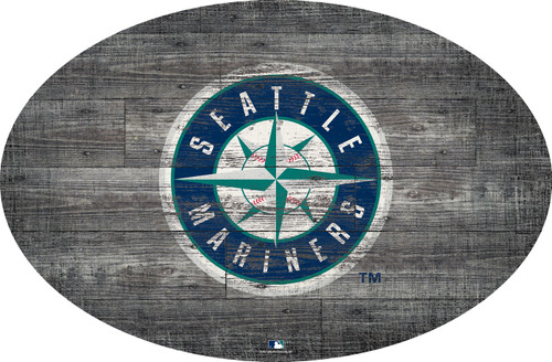 Seattle Mariners 46" Distressed Wood Oval Sign