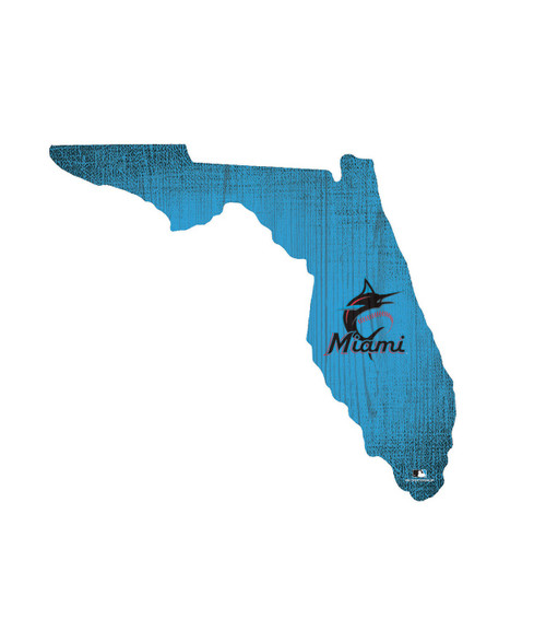 Miami Marlins 12" Team Color Logo State Sign