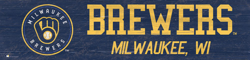 Milwaukee Brewers 6" x 24" Team Name Sign