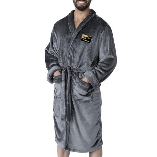 Boston Bruins Personalized Charcoal Men's Silk Touch Robe