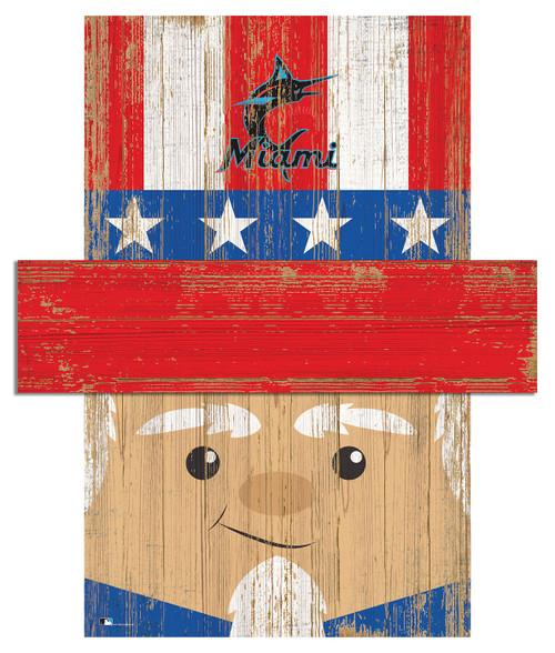 Miami Marlins 6" x 5" Patriotic Head