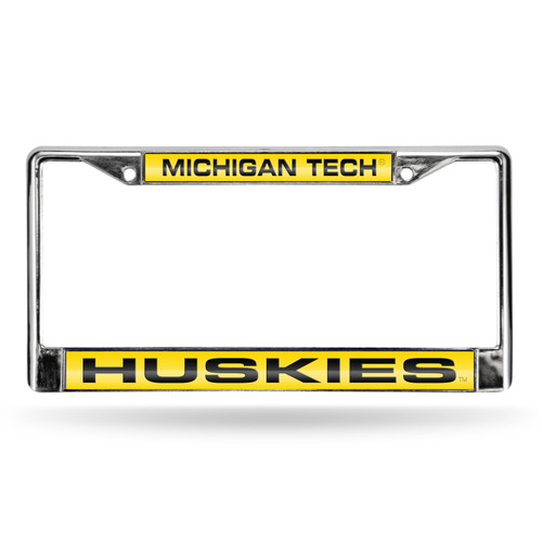 Michigan Tech Huskies Chrome Laser License Plate Frame