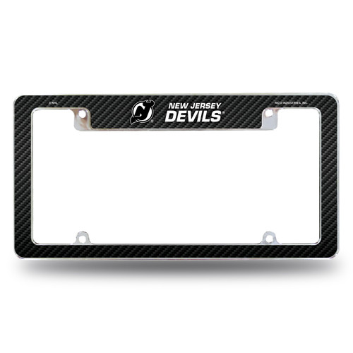 New Jersey Devils Carbon Fiber Chrome License Plate Frame